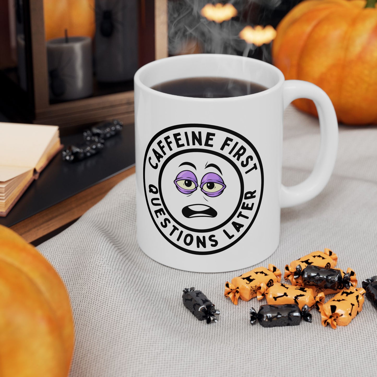 Caffeine First Mug - Funny Coffee Cup for Coffee Lovers