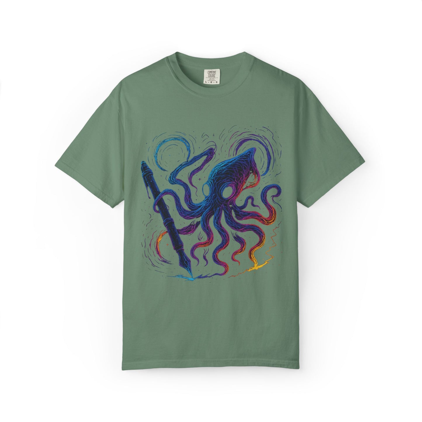 Inkspawn T-Shirt – Neon Cosmic Squid Drawing Graphic Tee | Twistbug