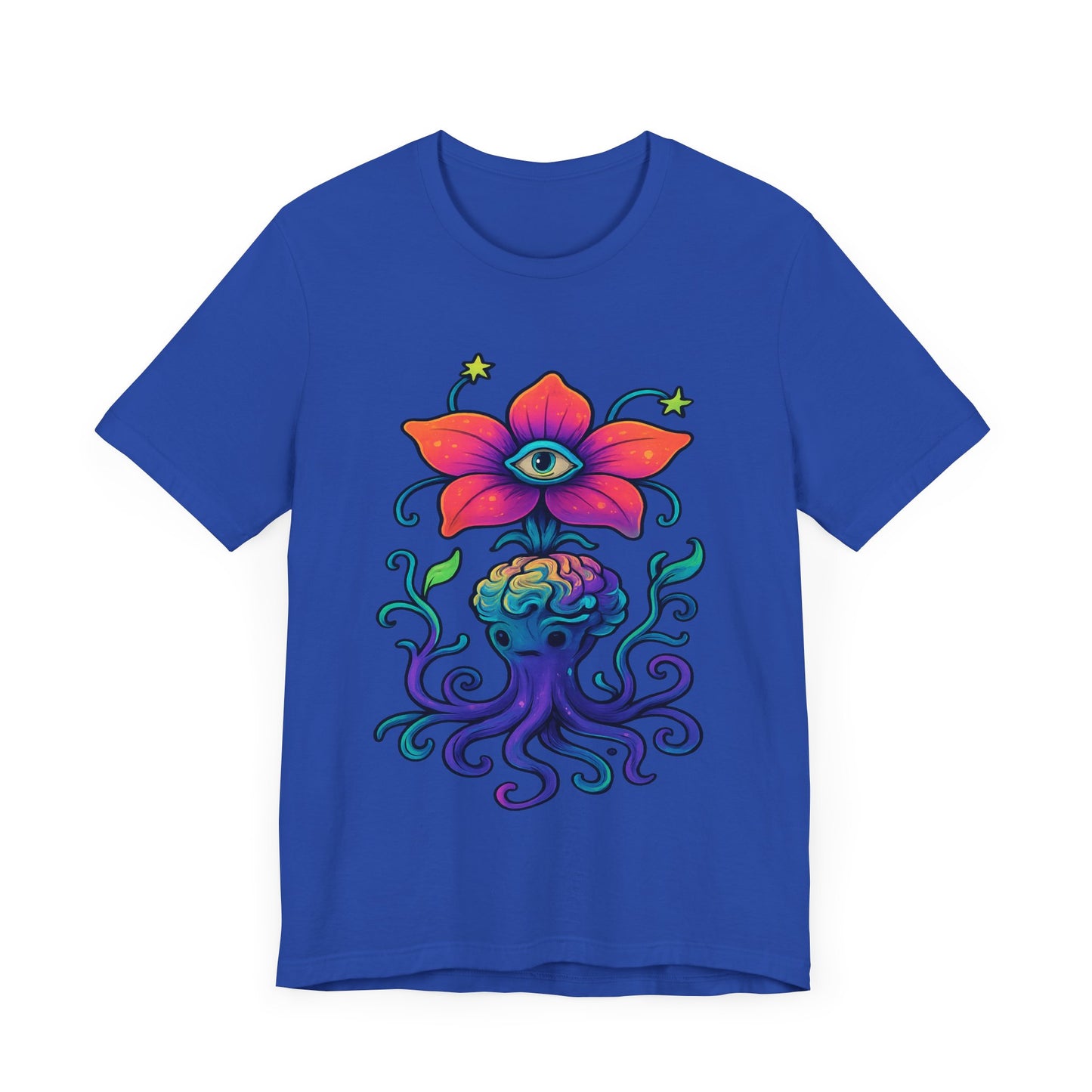 Mystical Eye Flower Unisex Jersey Tee - Colorful Graphic Tee for Nature Lovers