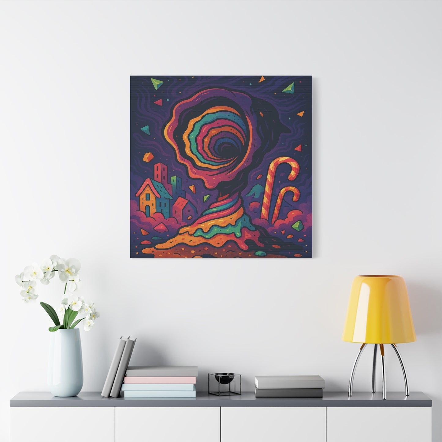 Colorful Abstract Canvas Art – Whimsical Swirl Design for Home Decor