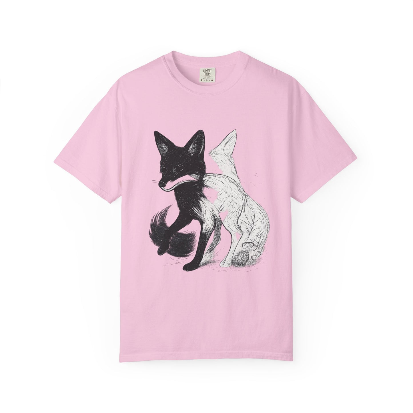 Dual Nature Fox T-Shirt – Monochrome Spirit Animal Graphic Tee | Twistbug