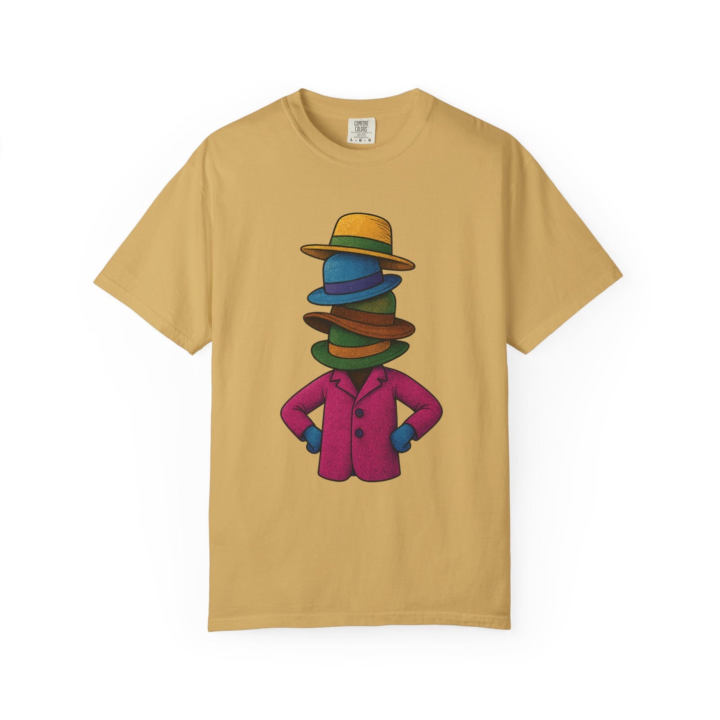 Many Hats T-Shirt – Surreal Hat Stack Character Graphic Tee | Twistbug