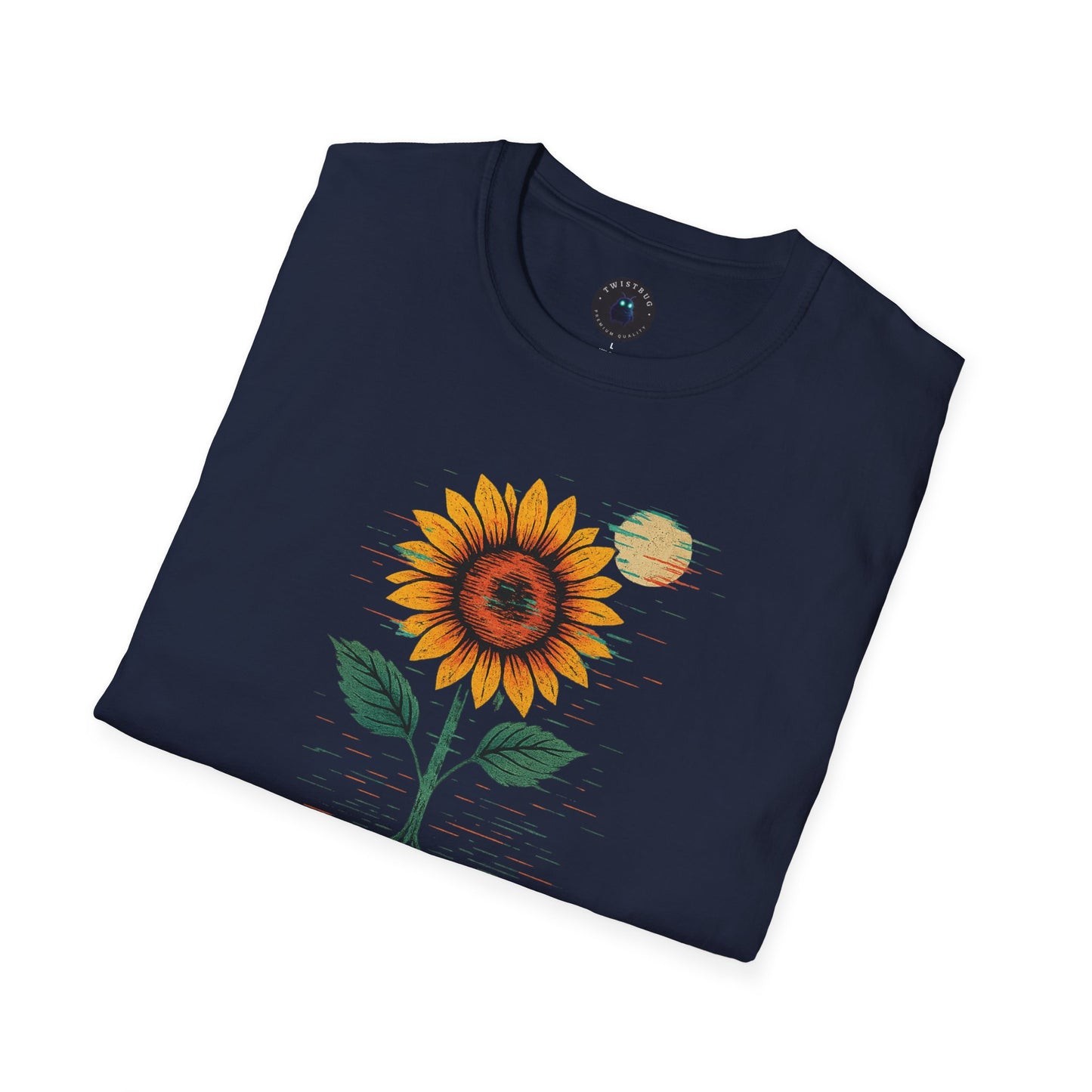 Photosynthesize the static Tee-Glitch Sunflower Retro Graphic T-Shirt