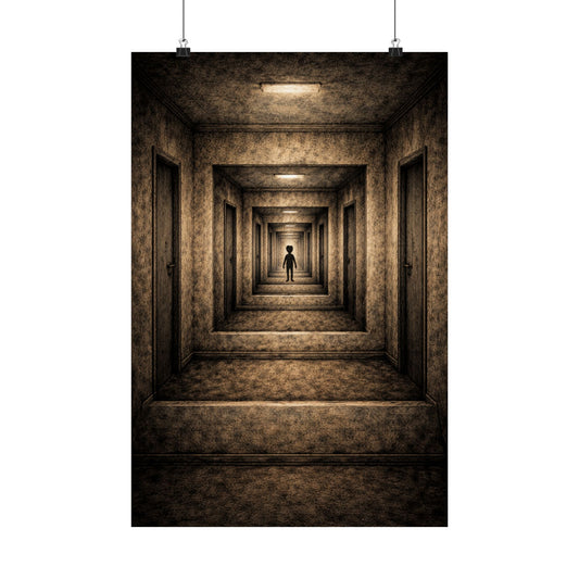 Endless Hallway – Liminal Space Psychological Wall Art