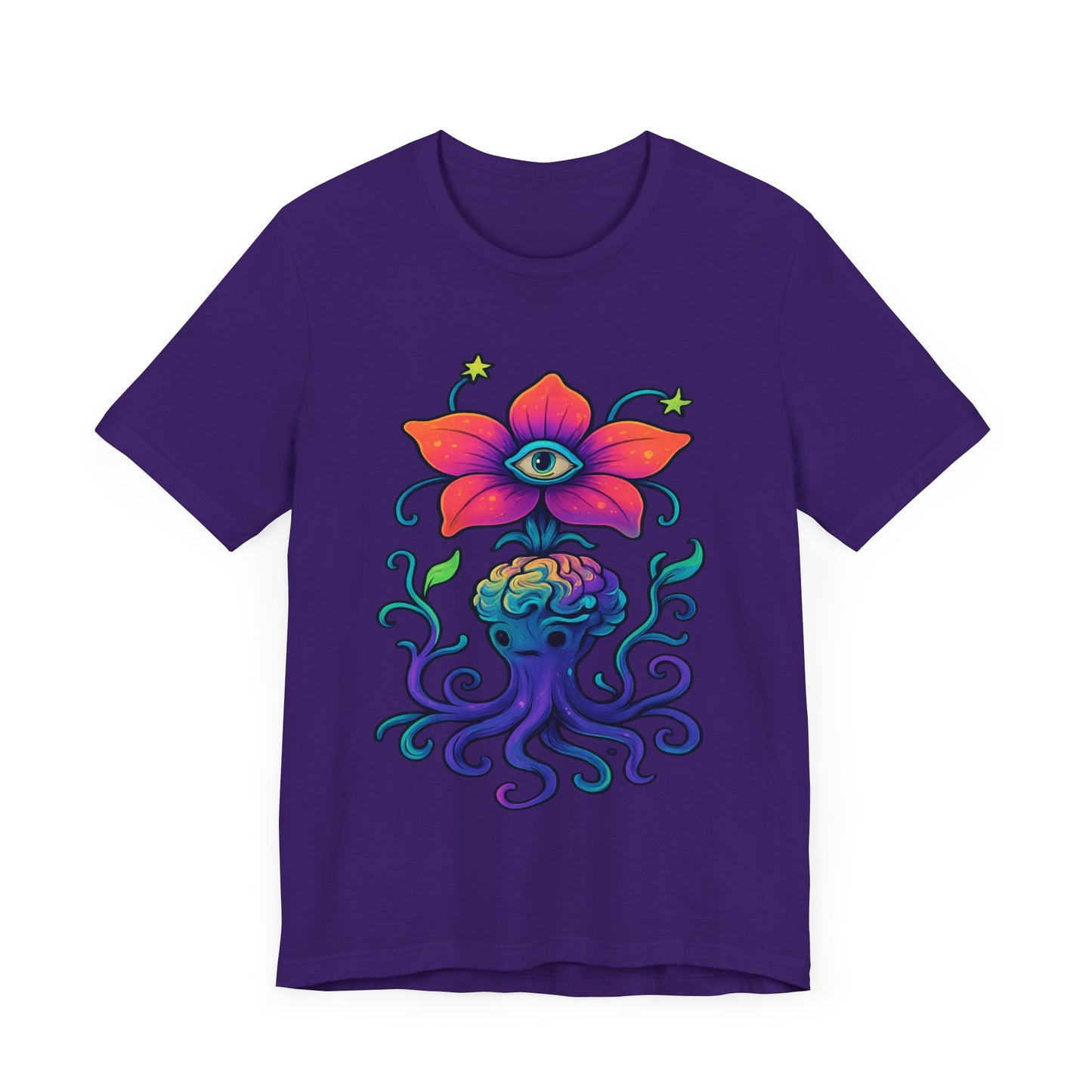 Mystical Eye Flower Unisex Jersey Tee - Colorful Graphic Tee for Nature Lovers