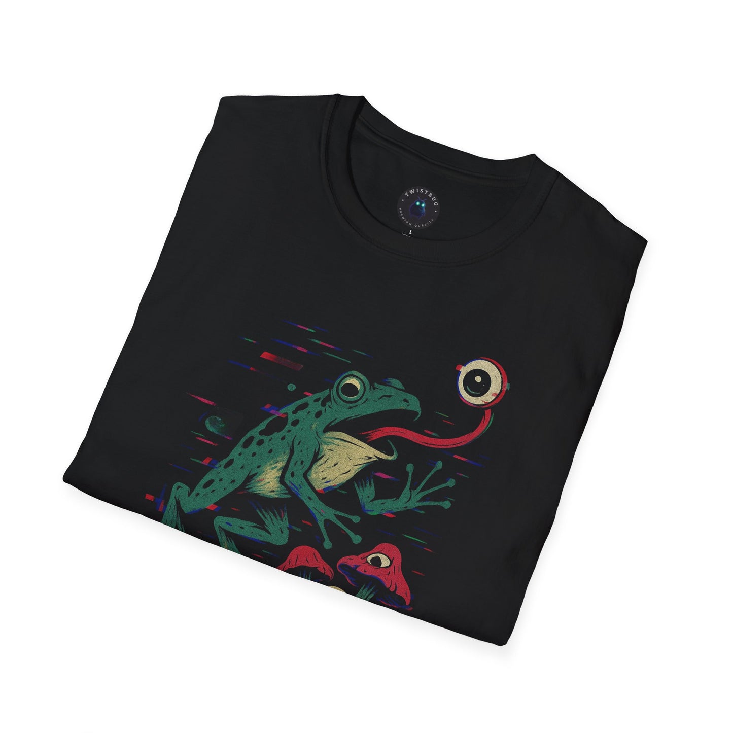 Glitch Frog and Mushrooms | Surreal Naturecore Weirdcore Graphic Tee