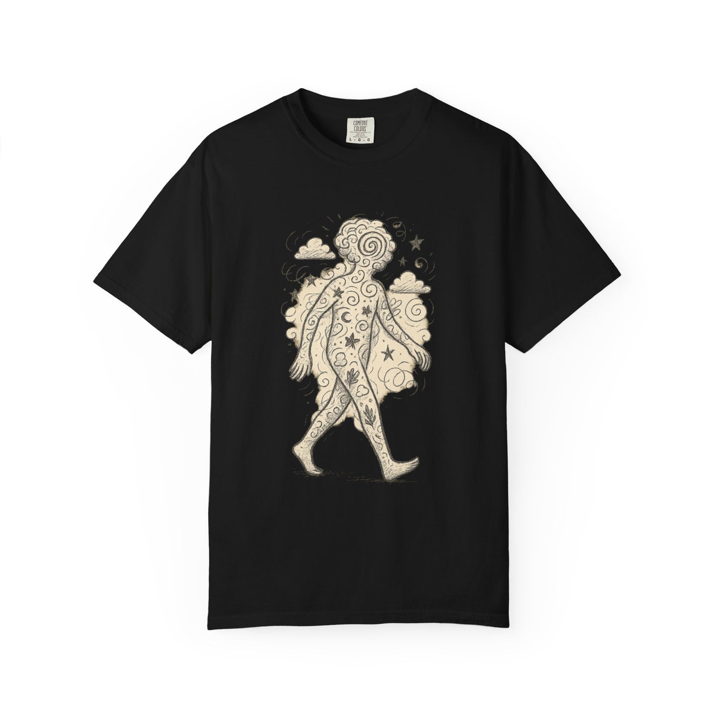 Wanderer of the Elements T-Shirt – Surreal Sketch Cosmic Nature Graphic Tee | Twistbug