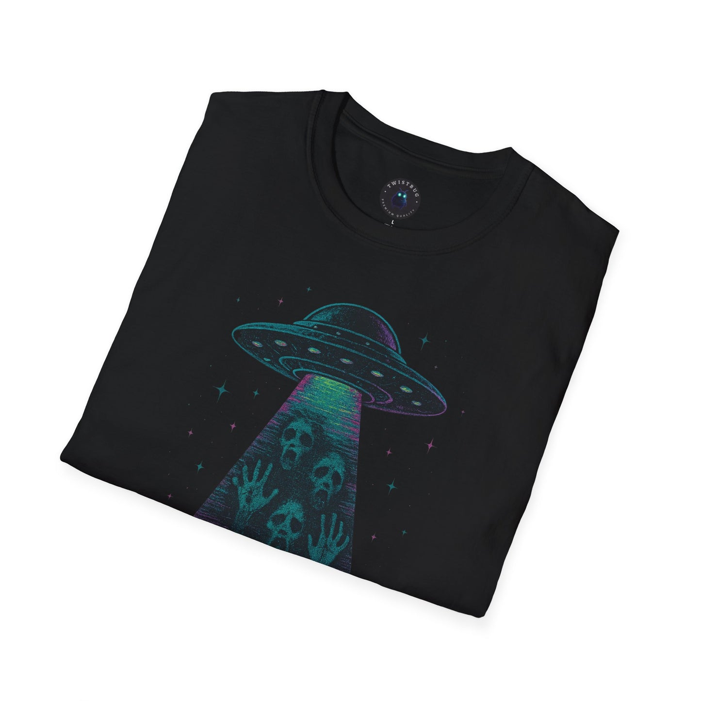 UFO Abduction Beam T-Shirt – Neon Horror