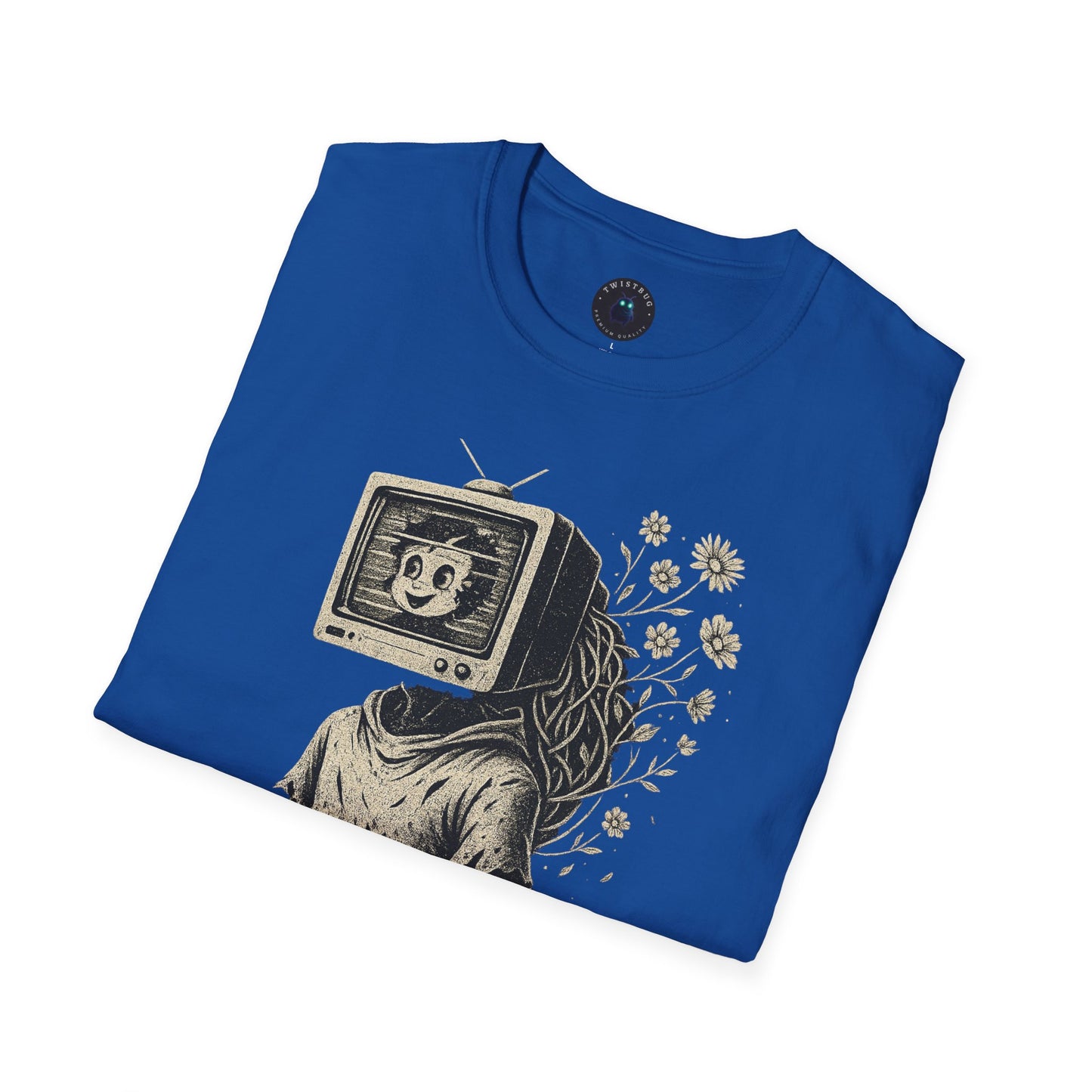 Blooming Static – Retro TV Head Surreal T-Shirt