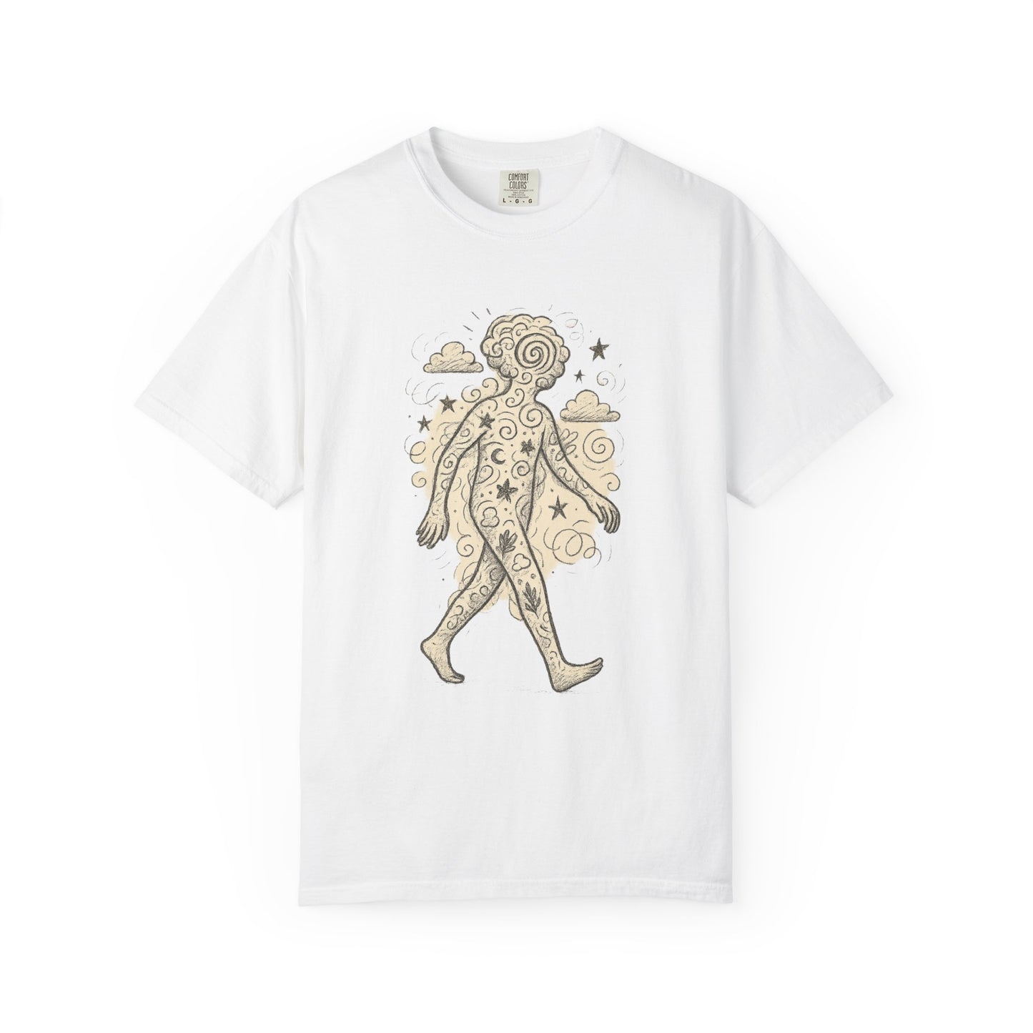 Wanderer of the Elements T-Shirt – Surreal Sketch Cosmic Nature Graphic Tee | Twistbug