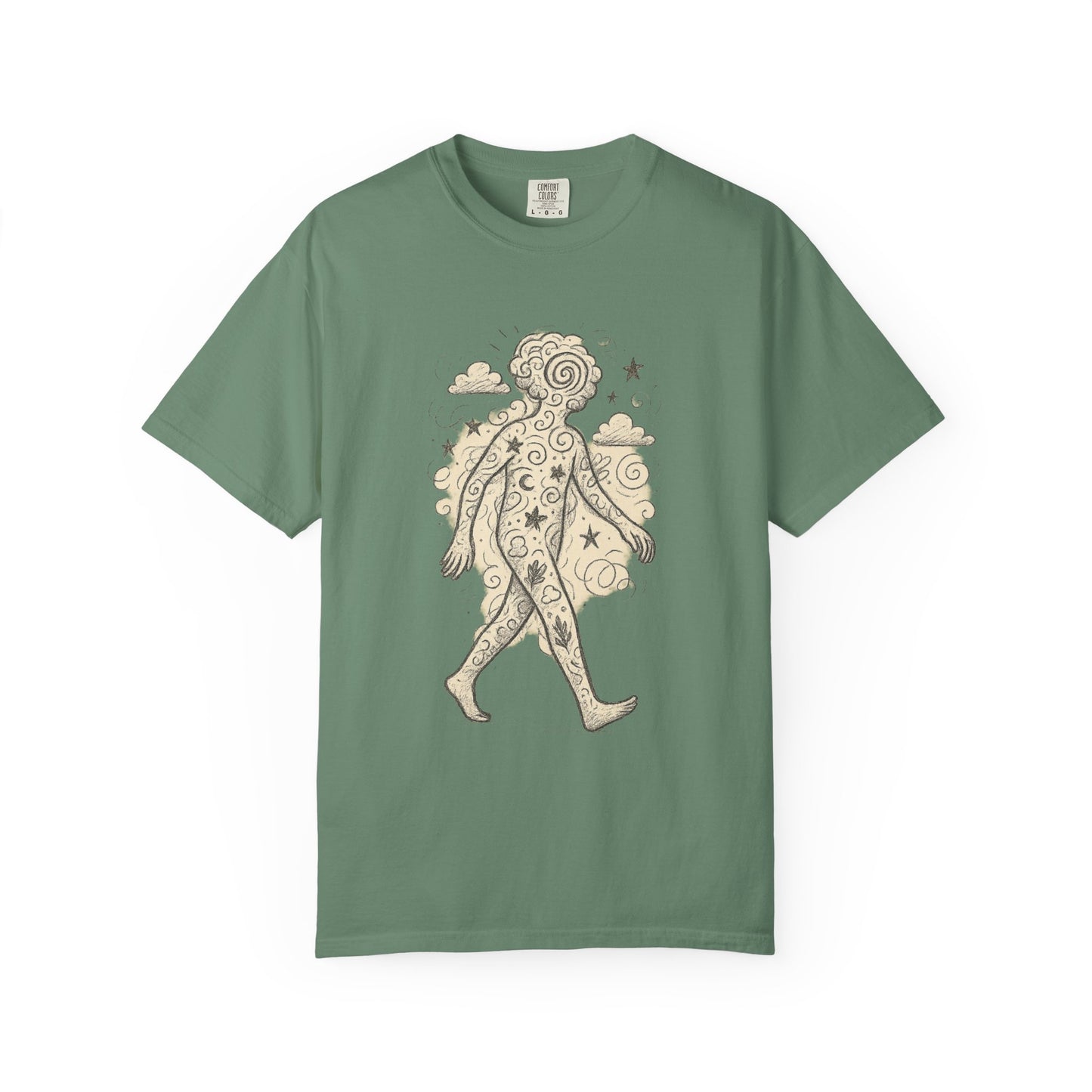 Wanderer of the Elements T-Shirt – Surreal Sketch Cosmic Nature Graphic Tee | Twistbug