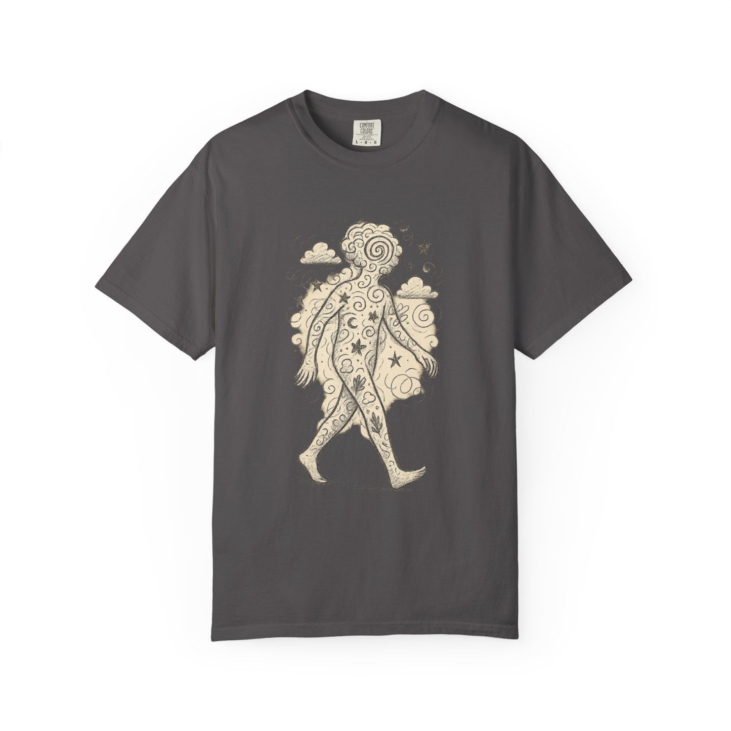 Wanderer of the Elements T-Shirt – Surreal Sketch Cosmic Nature Graphic Tee | Twistbug