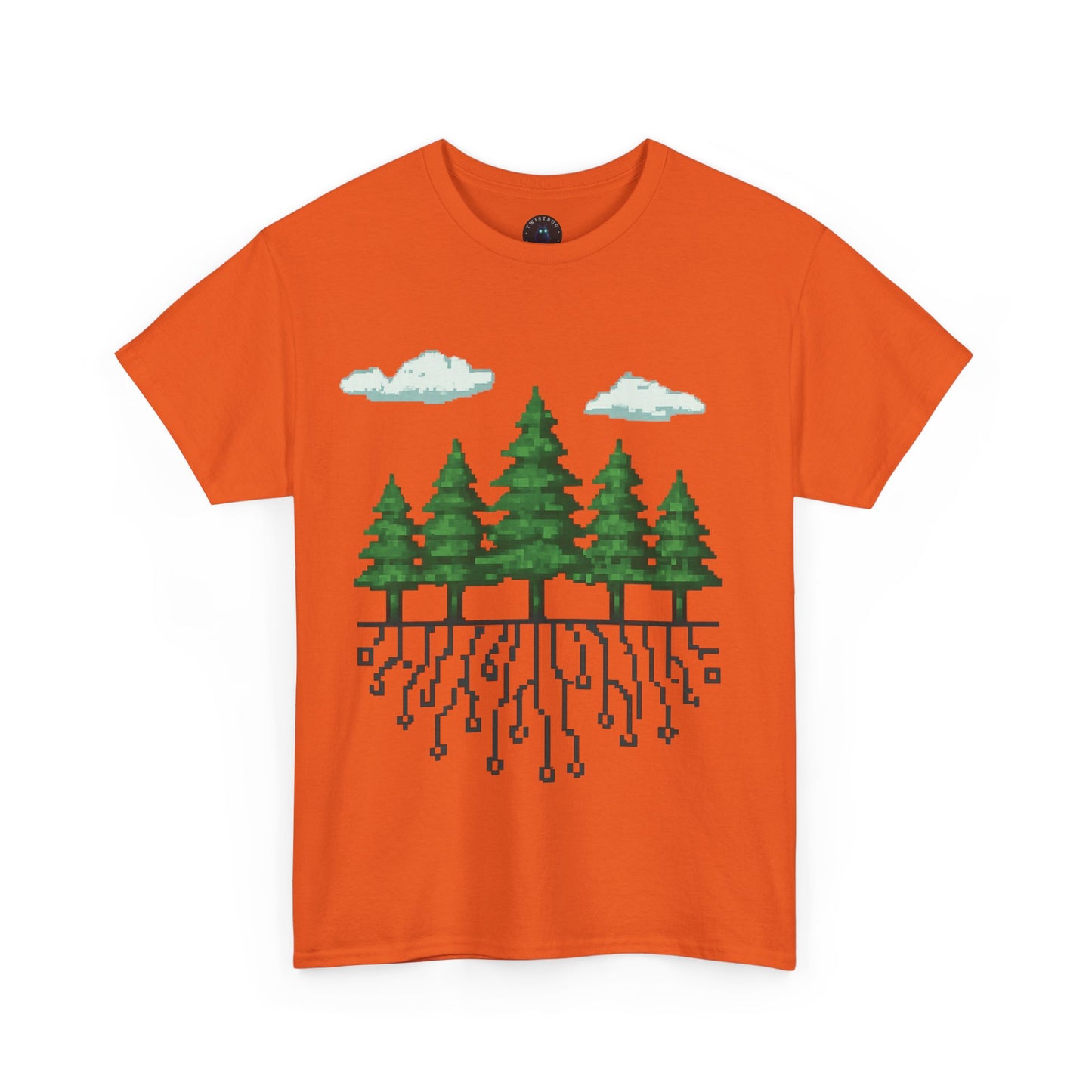 Pixel Rooted T-Shirt – Digital Forest Circuit Tree Graphic Tee | Twistbug