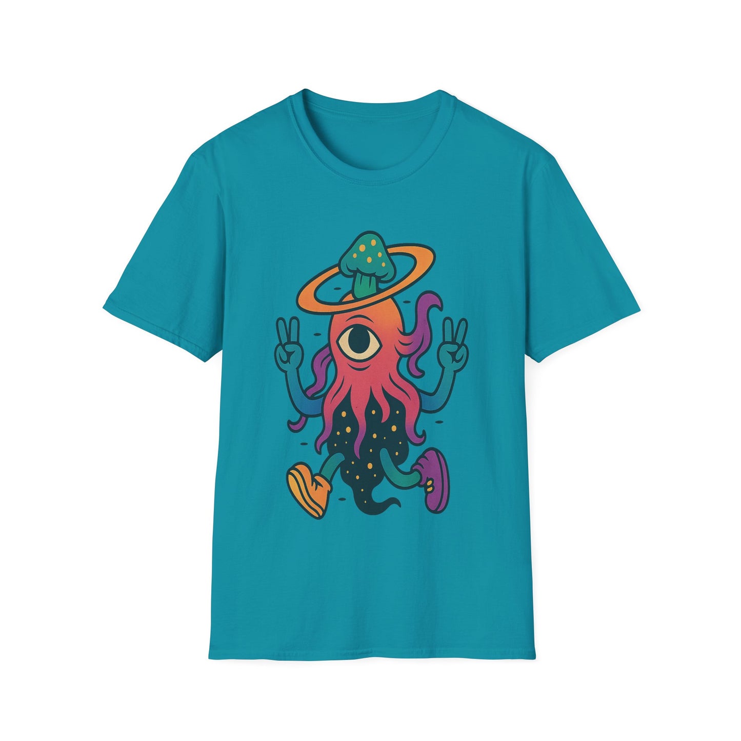 Funny Alien Peace Sign Unisex Softstyle T-Shirt