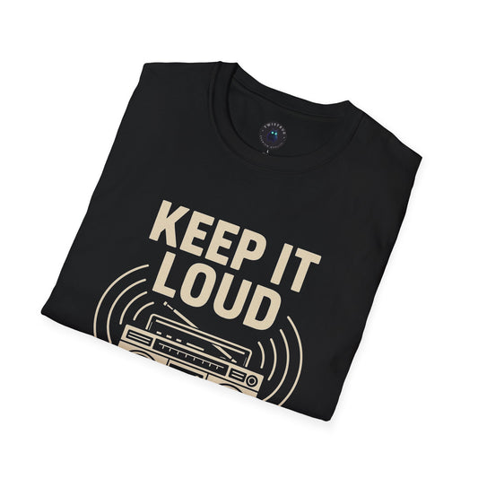 Keep It Loud Boombox Tee | Retro ’80s Music Graphic