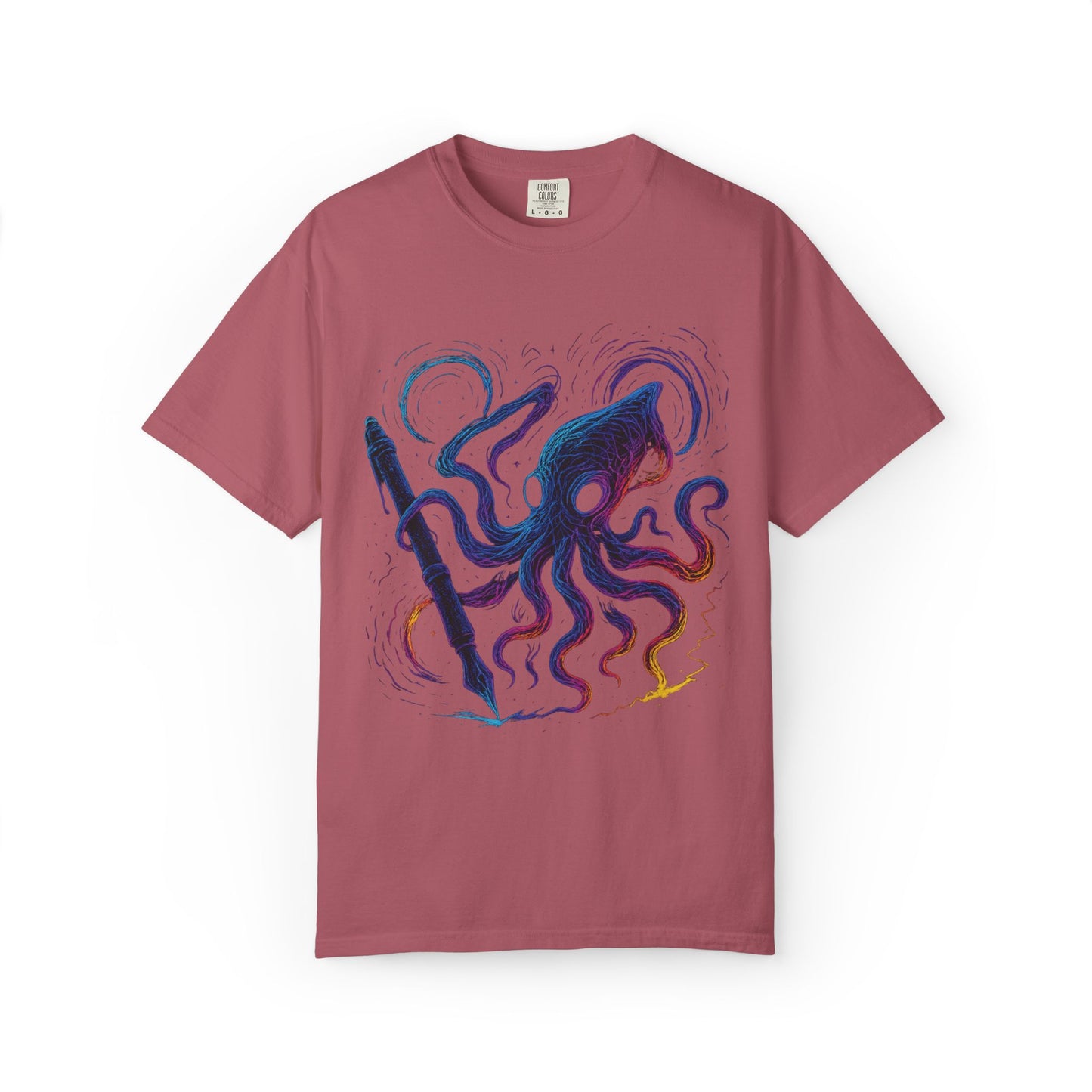 Inkspawn T-Shirt – Neon Cosmic Squid Drawing Graphic Tee | Twistbug