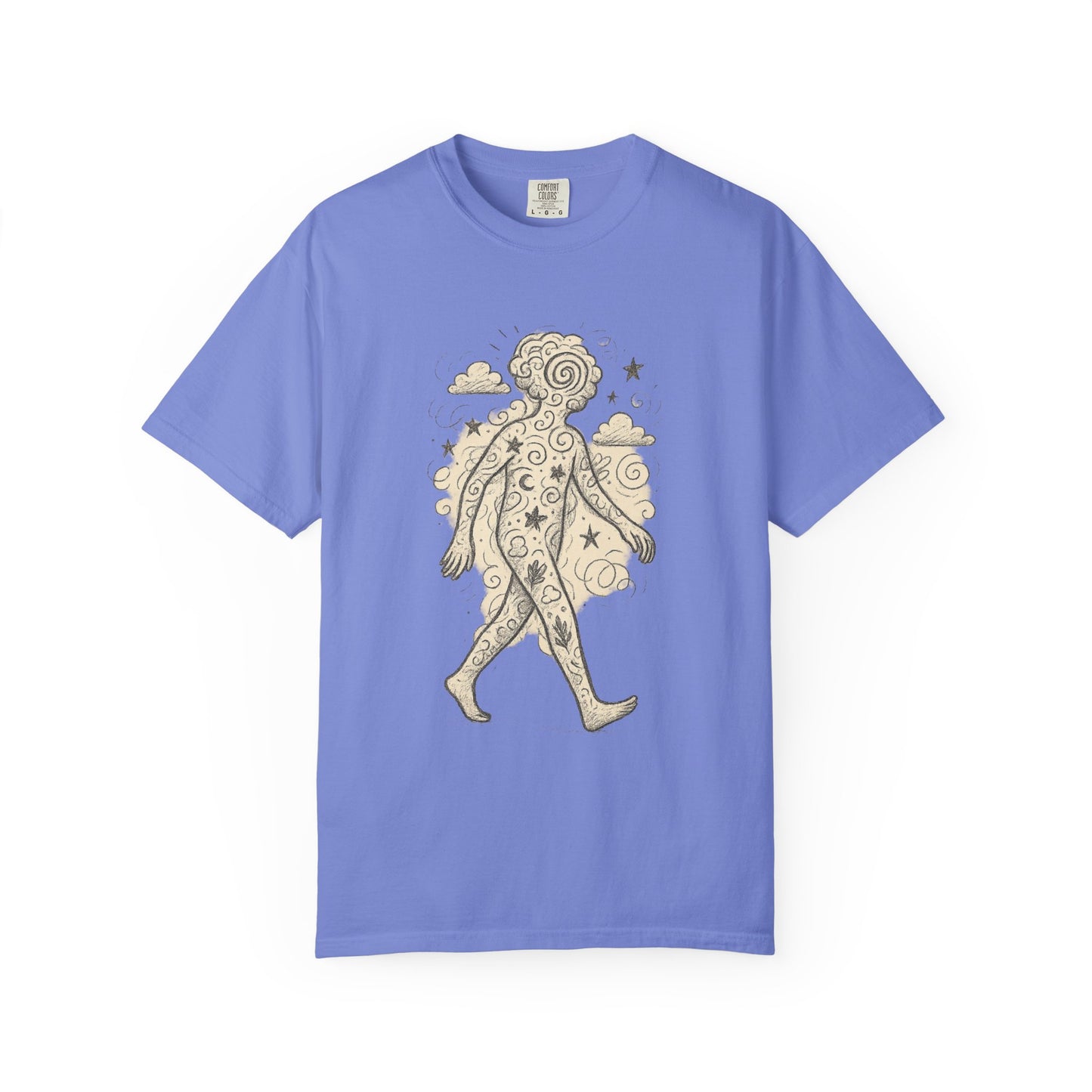 Wanderer of the Elements T-Shirt – Surreal Sketch Cosmic Nature Graphic Tee | Twistbug