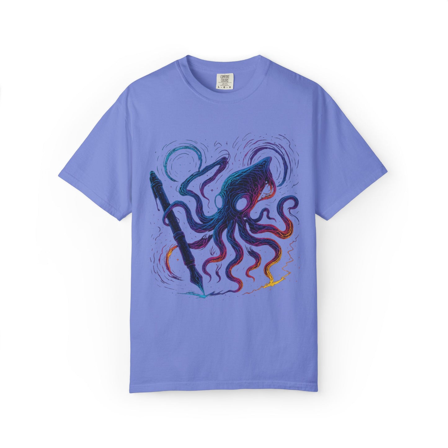 Inkspawn T-Shirt – Neon Cosmic Squid Drawing Graphic Tee | Twistbug