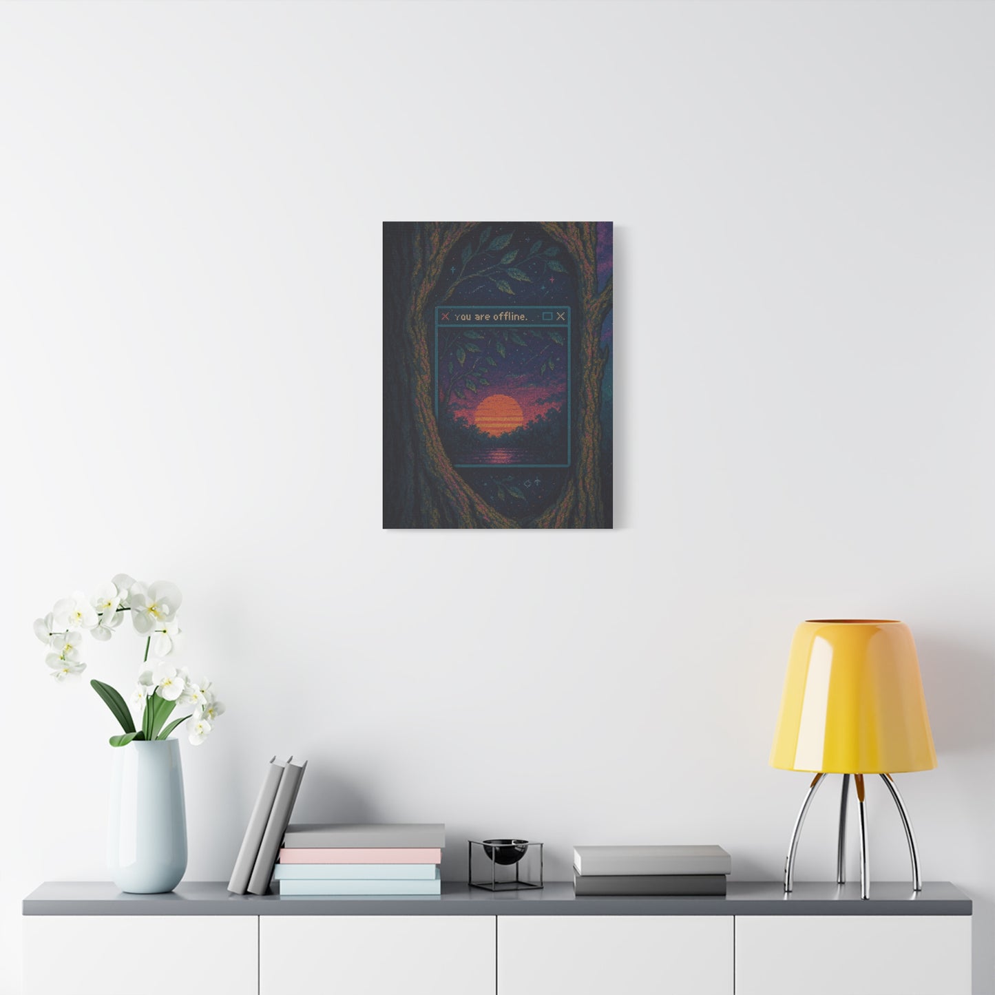 You Are Offline Wall Art – Pixel Sunset Glitch Window Print