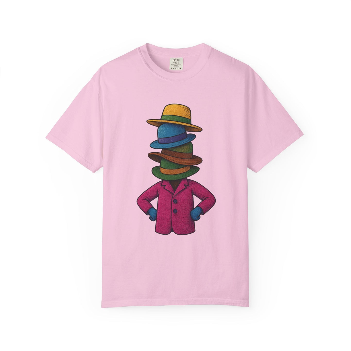 Many Hats T-Shirt – Surreal Hat Stack Character Graphic Tee | Twistbug