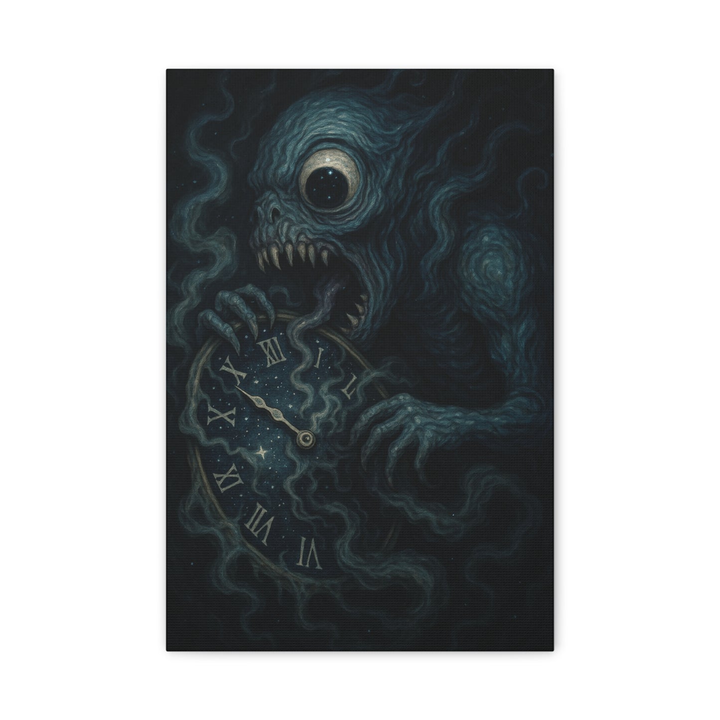 Monstrous Clock Canvas Art - Unique Home Decor for Horror Lovers