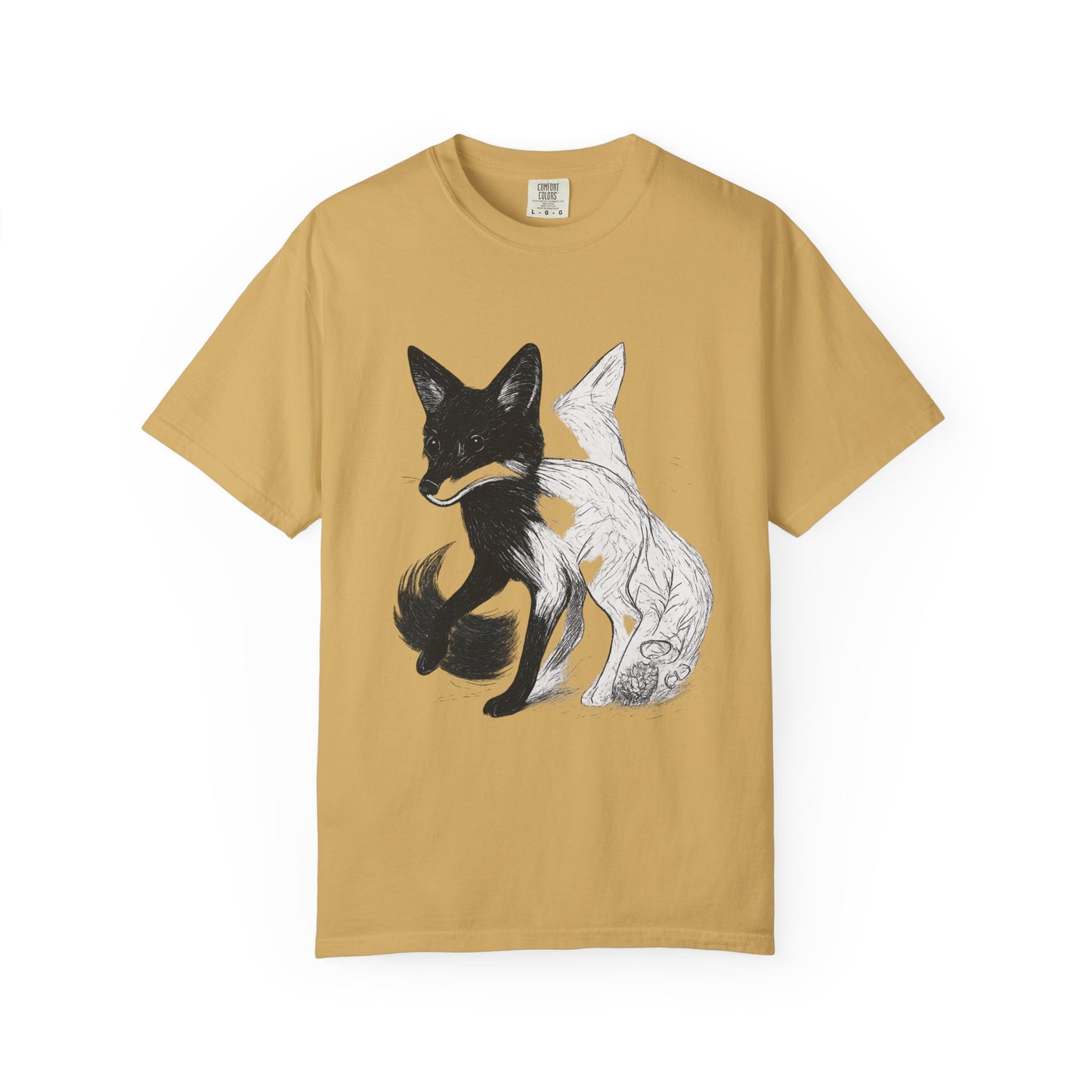 Dual Nature Fox T-Shirt – Monochrome Spirit Animal Graphic Tee | Twistbug