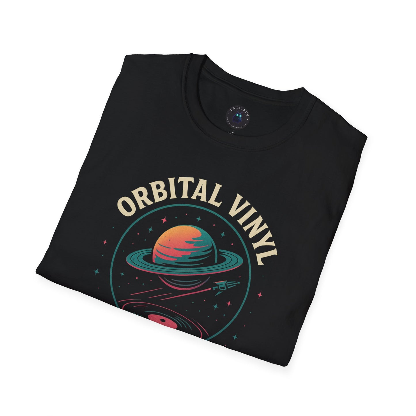 Orbital Vinyl Club Graphic Tee – Analog Across the Cosmos | Retro Space Music T-Shirt