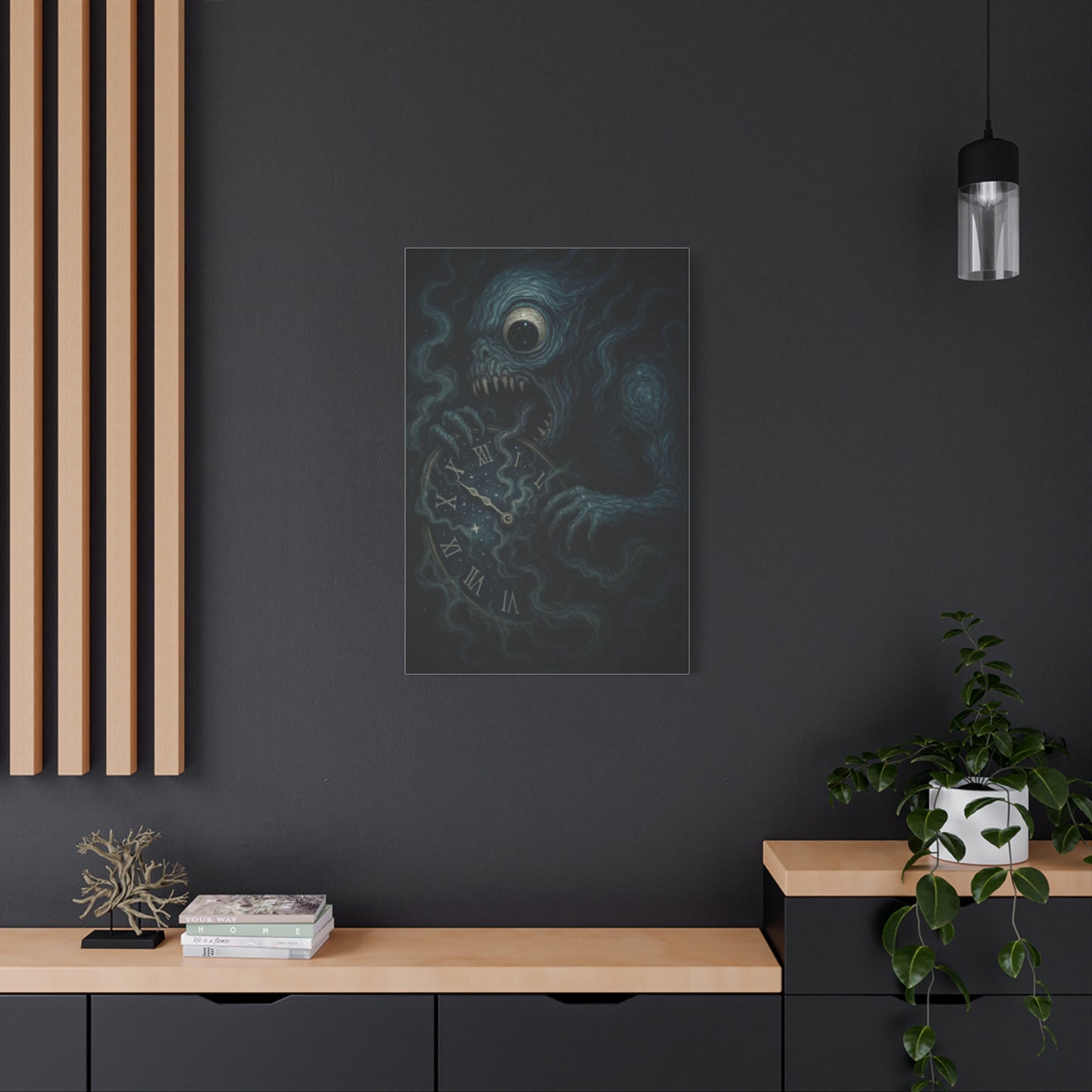 Monstrous Clock Canvas Art - Unique Home Decor for Horror Lovers