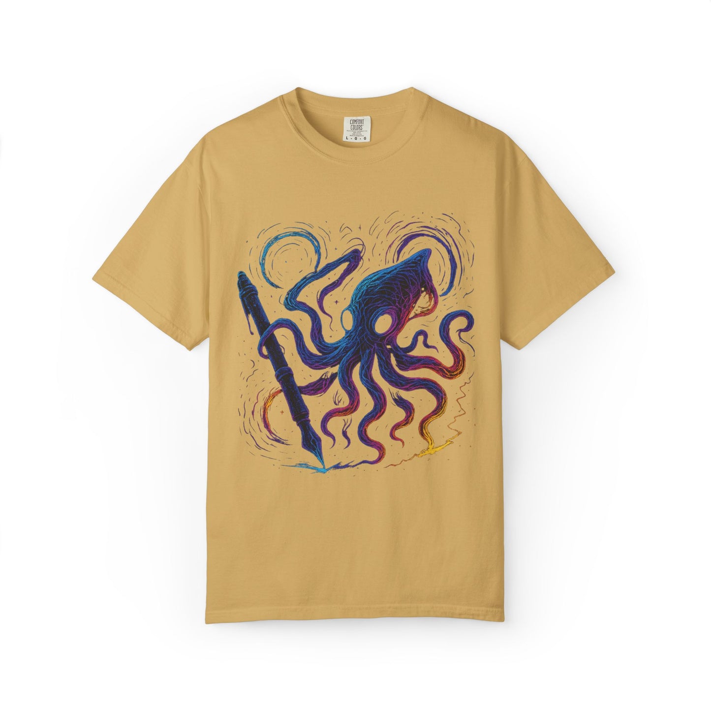 Inkspawn T-Shirt – Neon Cosmic Squid Drawing Graphic Tee | Twistbug