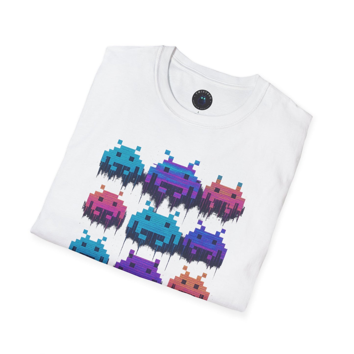 Pixel Invaders Glitch T-Shirt – Retro Arcade Space Aliens Tee