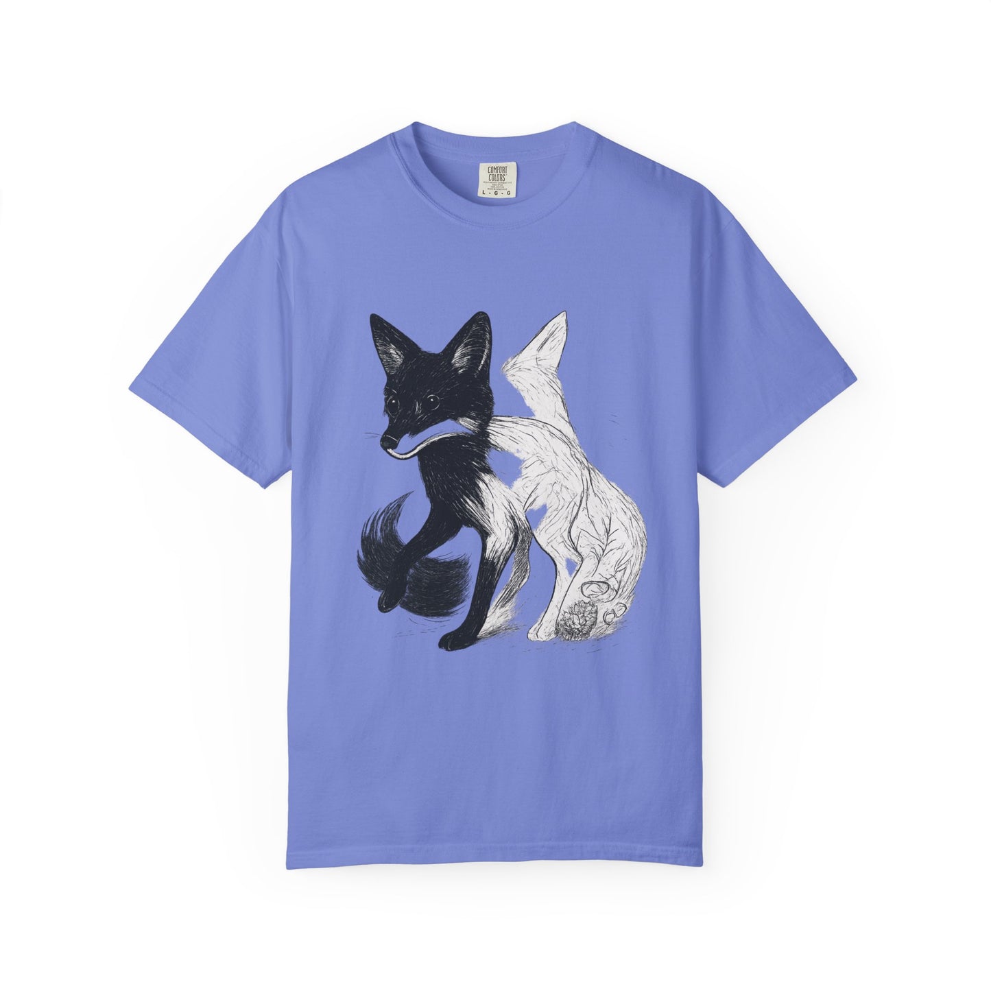 Dual Nature Fox T-Shirt – Monochrome Spirit Animal Graphic Tee | Twistbug