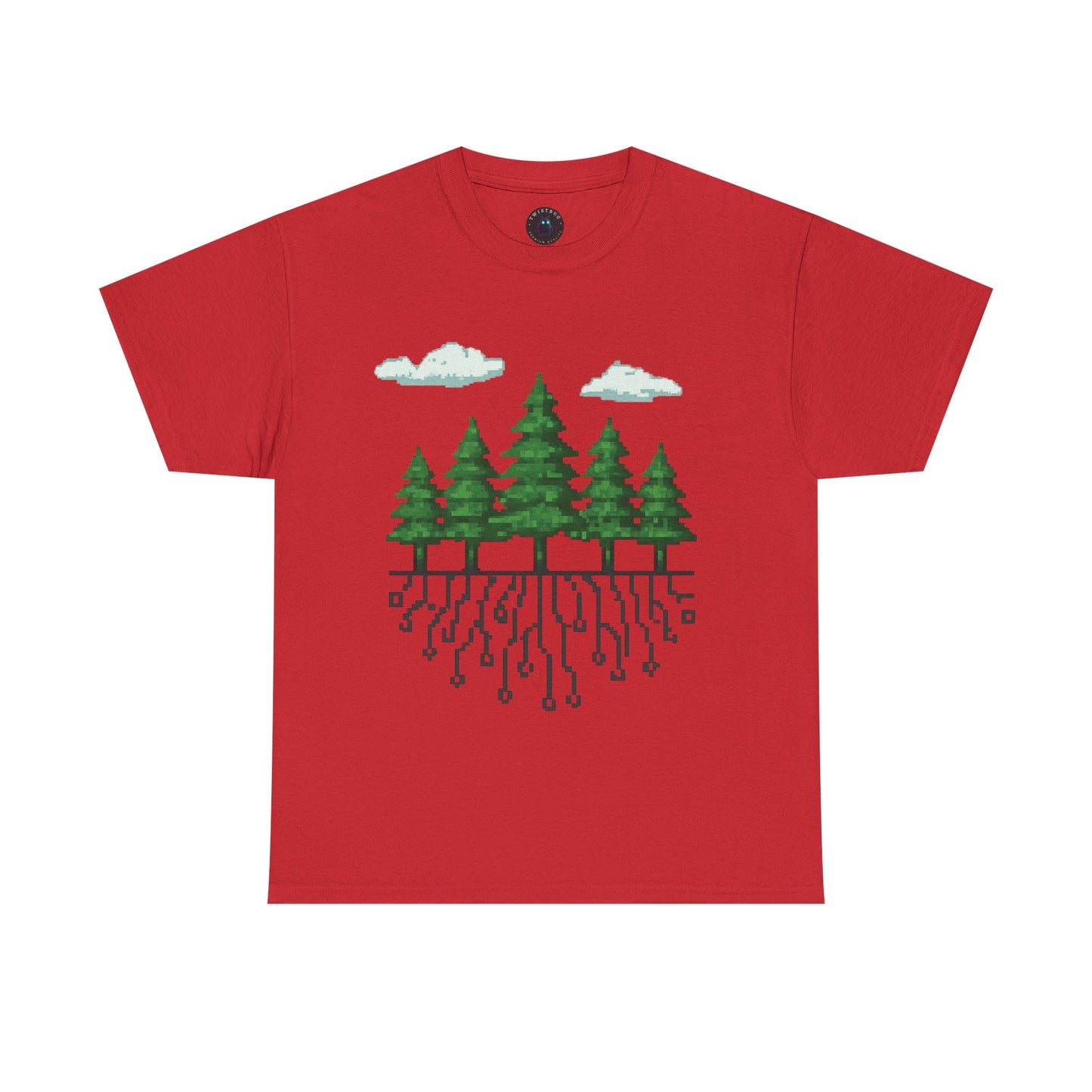 Pixel Rooted T-Shirt – Digital Forest Circuit Tree Graphic Tee | Twistbug