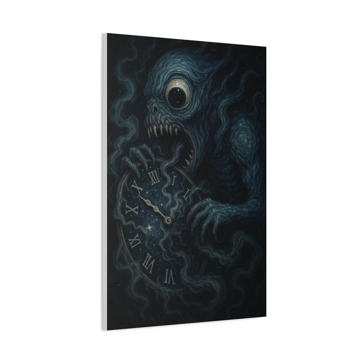 Monstrous Clock Canvas Art - Unique Home Decor for Horror Lovers