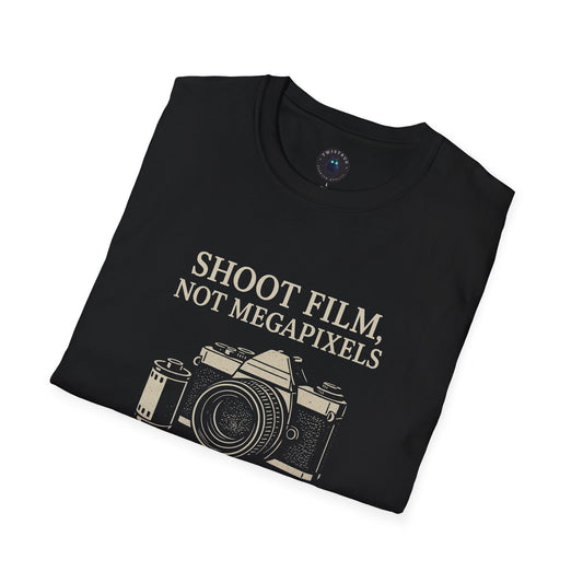 Shoot Film, Not Megapixels Tee | Retro Camera Graphic