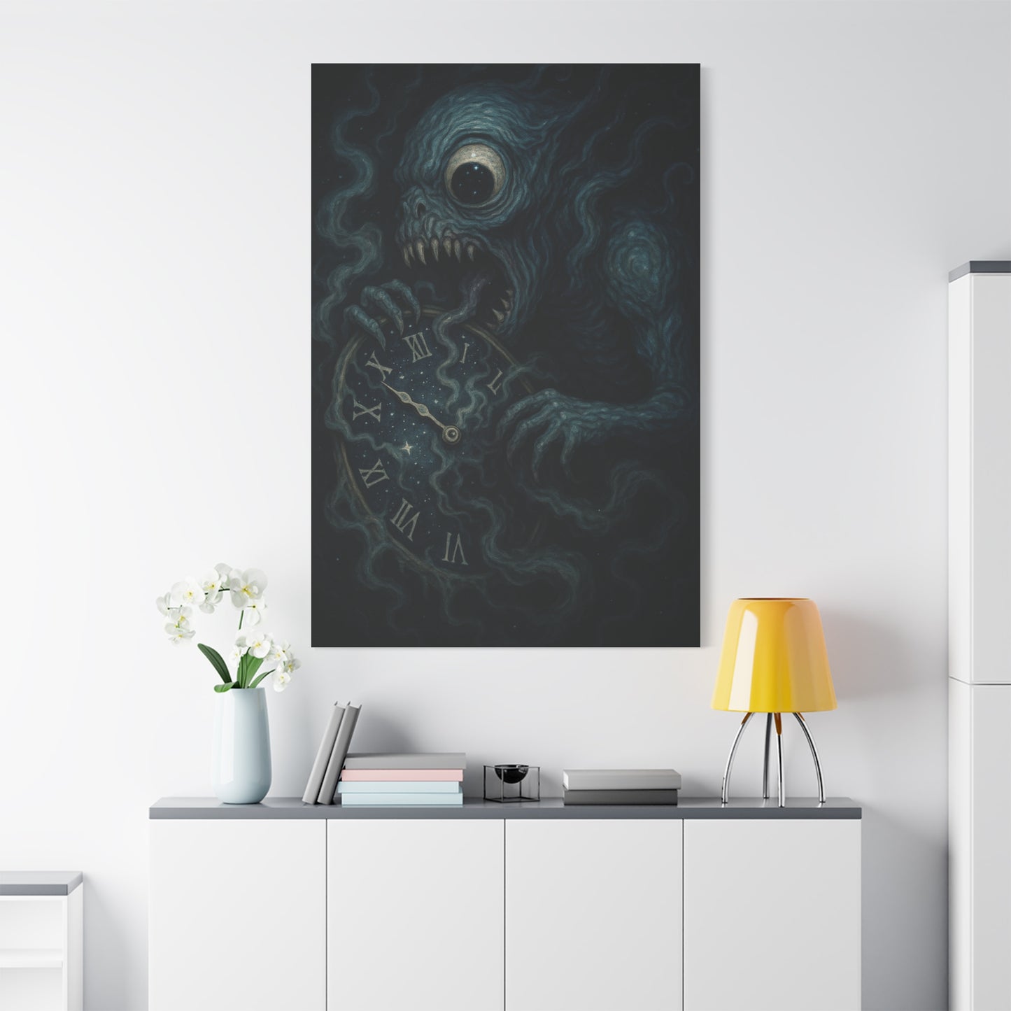 Monstrous Clock Canvas Art - Unique Home Decor for Horror Lovers
