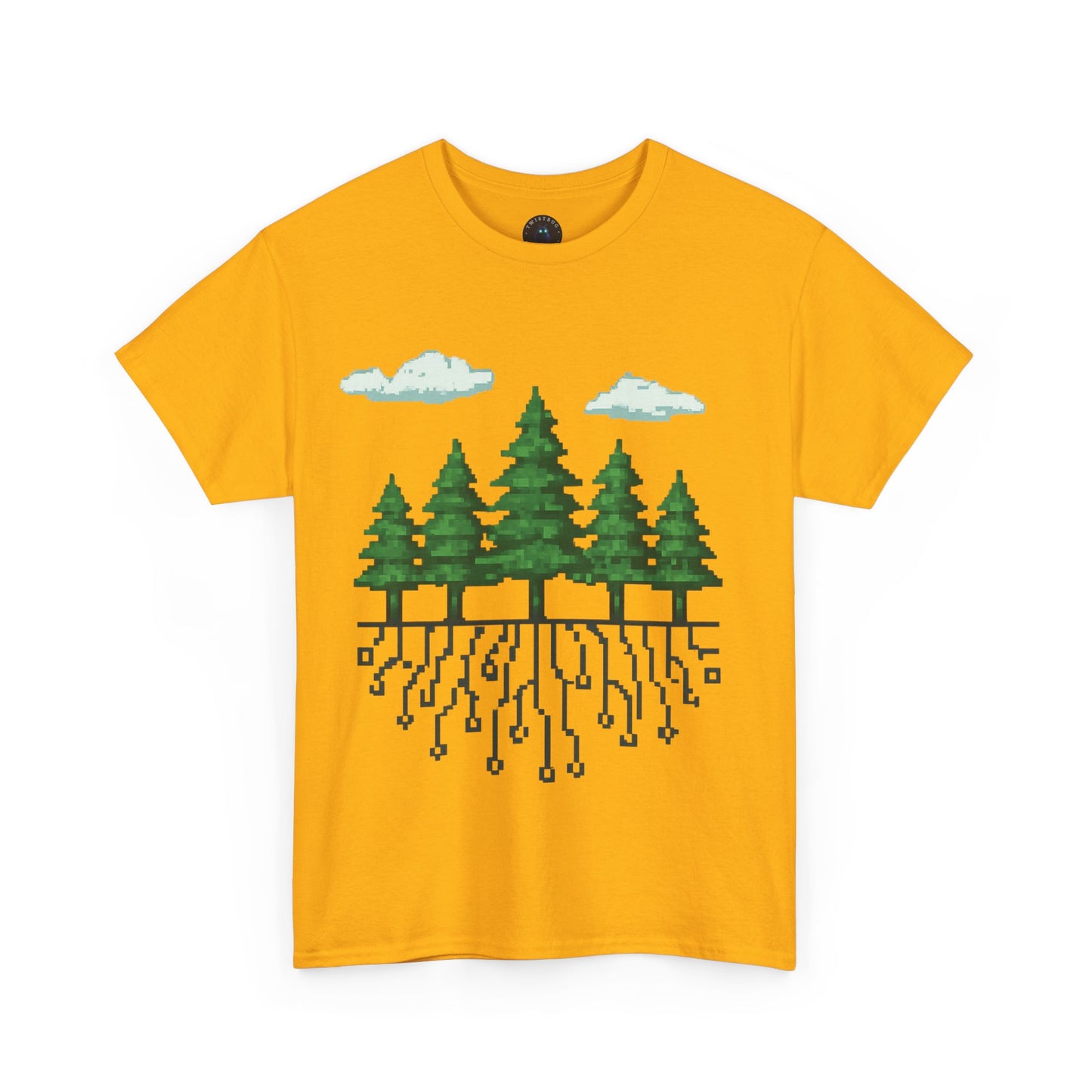 Pixel Rooted T-Shirt – Digital Forest Circuit Tree Graphic Tee | Twistbug