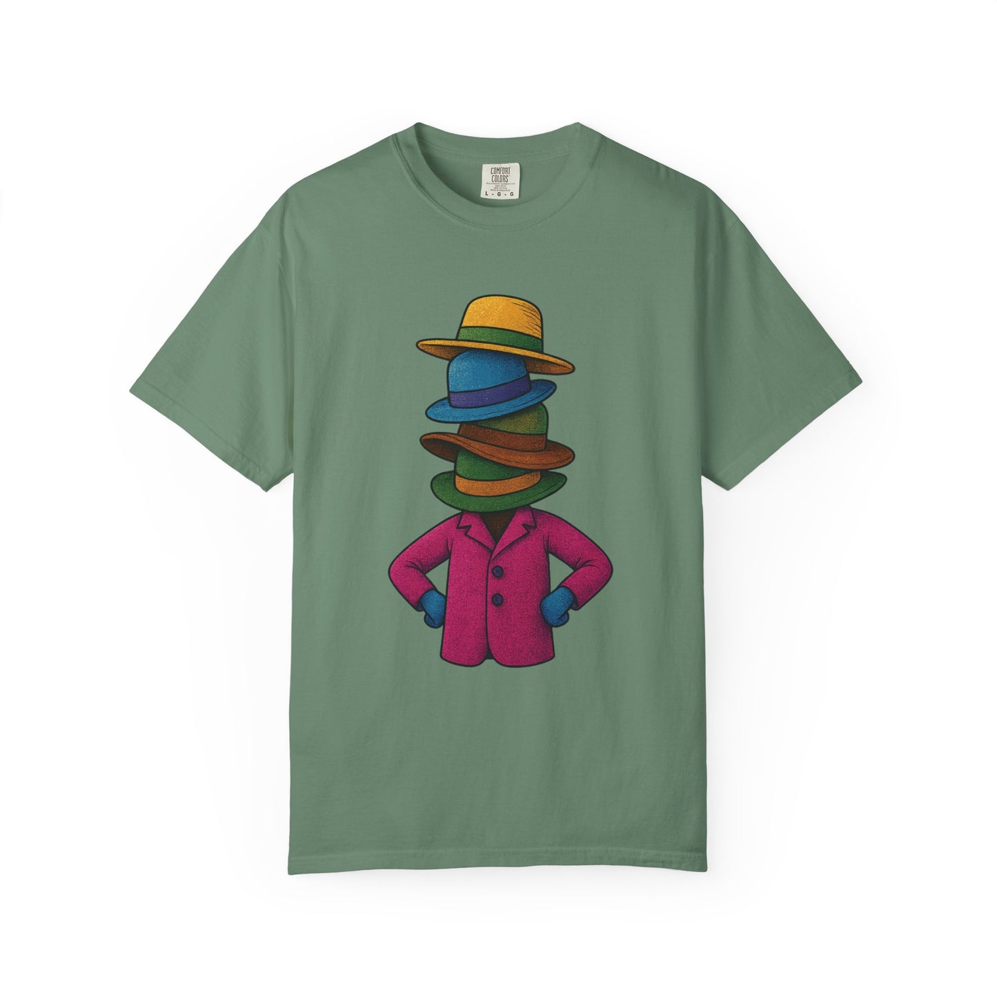 Many Hats T-Shirt – Surreal Hat Stack Character Graphic Tee | Twistbug