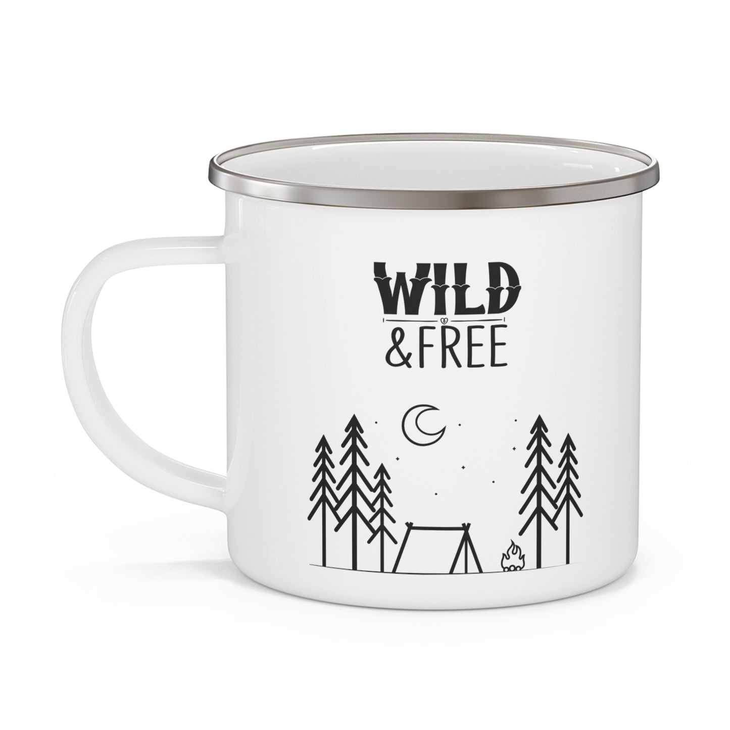 Wild & Free Enamel Camping Mug - Adventure Coffee Cup, Hiking Mug, Outdoor Gift, Eco-Friendly Drinkware, Nature Lover's Essential