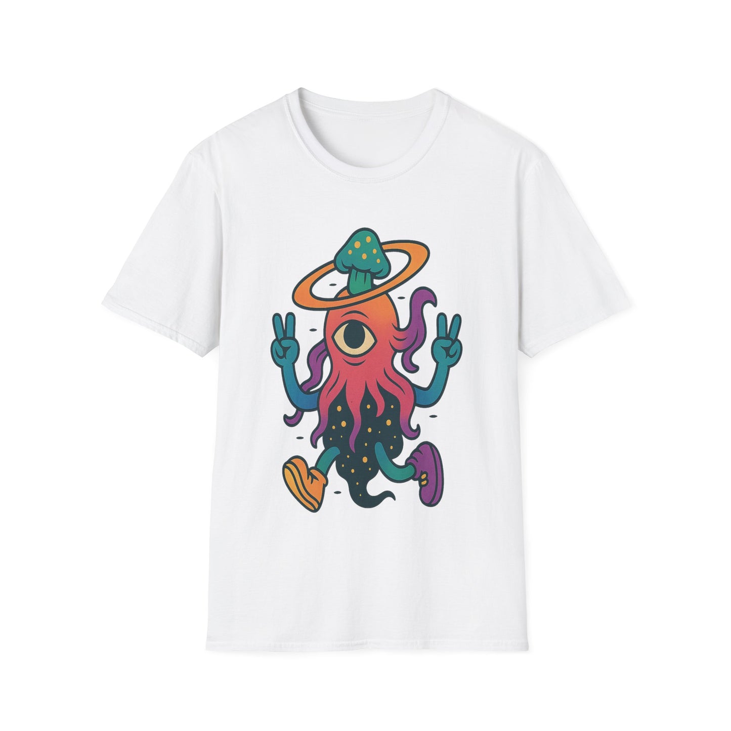 Funny Alien Peace Sign Unisex Softstyle T-Shirt