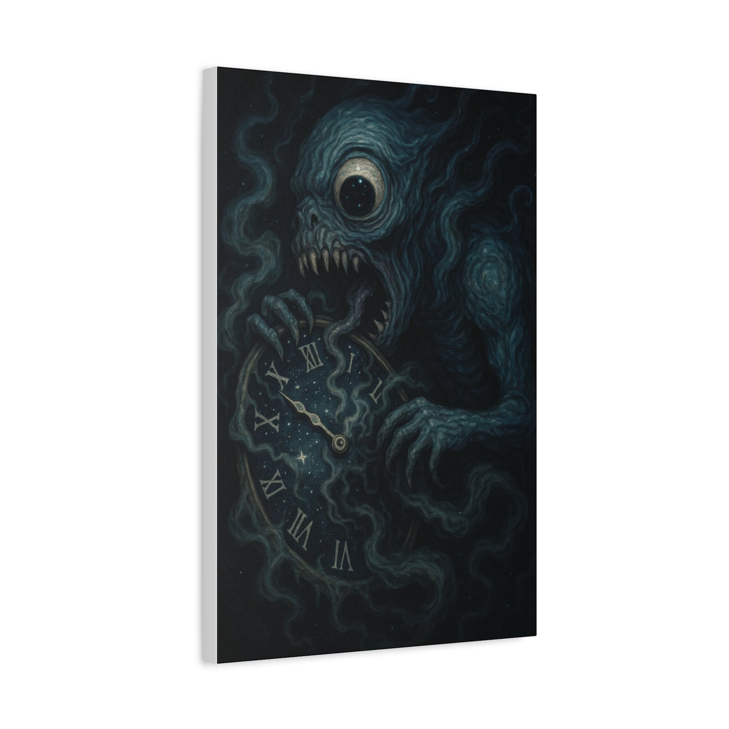 Monstrous Clock Canvas Art - Unique Home Decor for Horror Lovers
