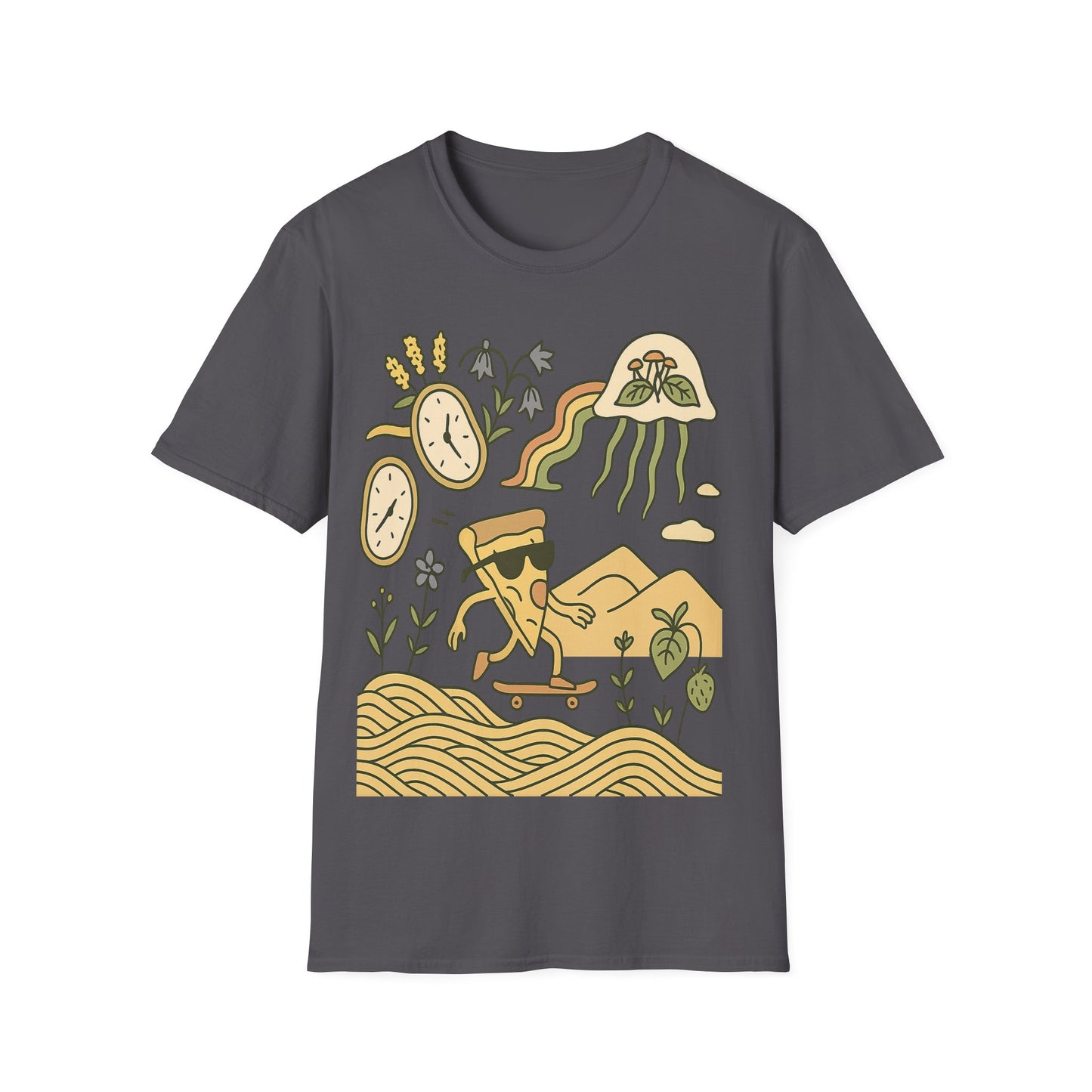 Pizza Skateboard Unisex Softstyle T-Shirt - Fun & Quirky Design for Casual Wear