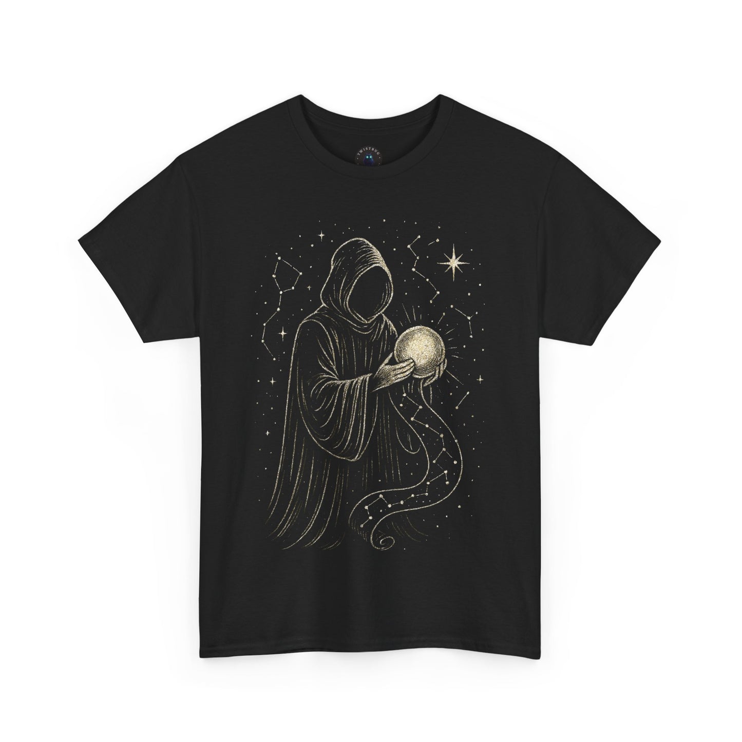 Constellation Keeper T-Shirt – White Ink Celestial Mystic Design