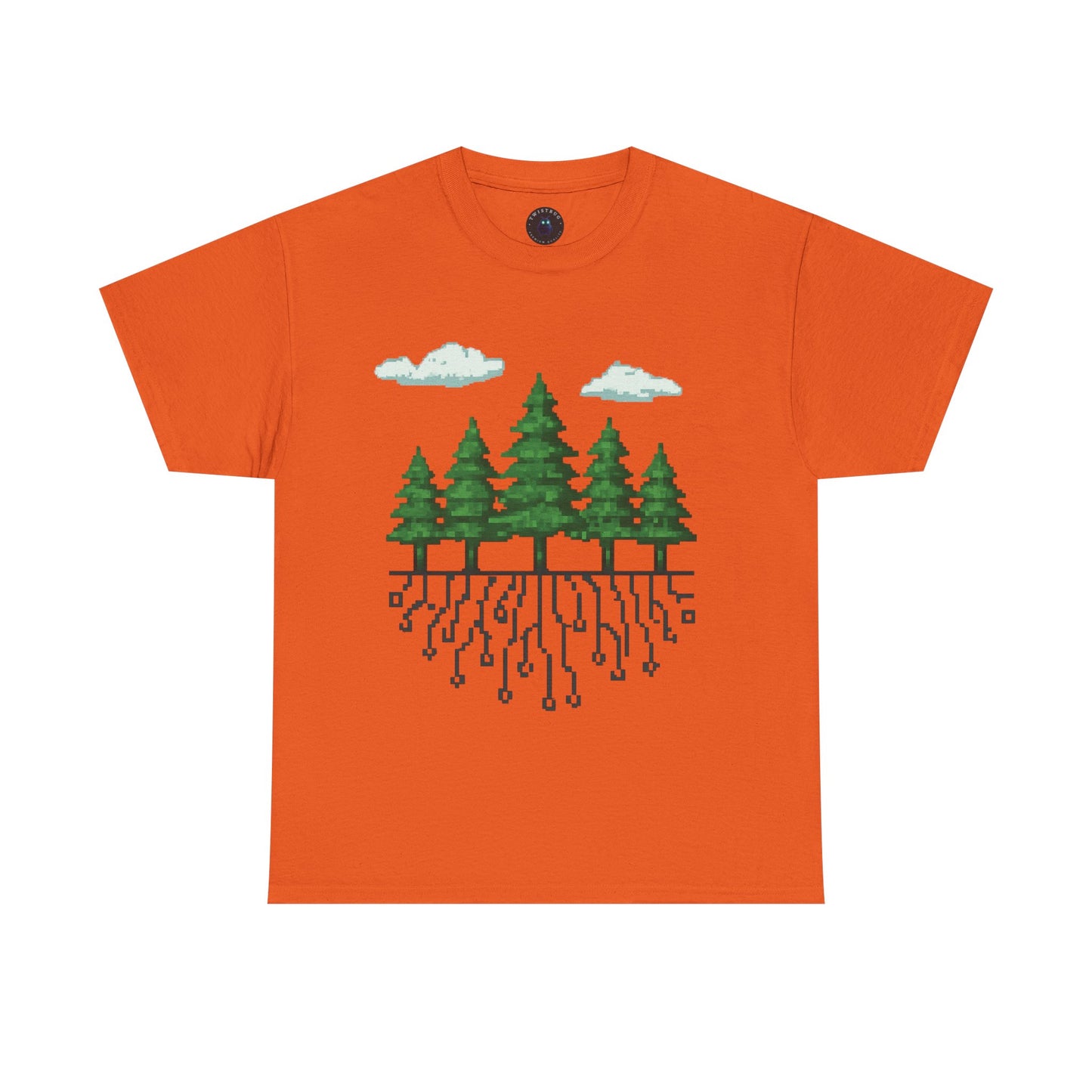 Pixel Rooted T-Shirt – Digital Forest Circuit Tree Graphic Tee | Twistbug
