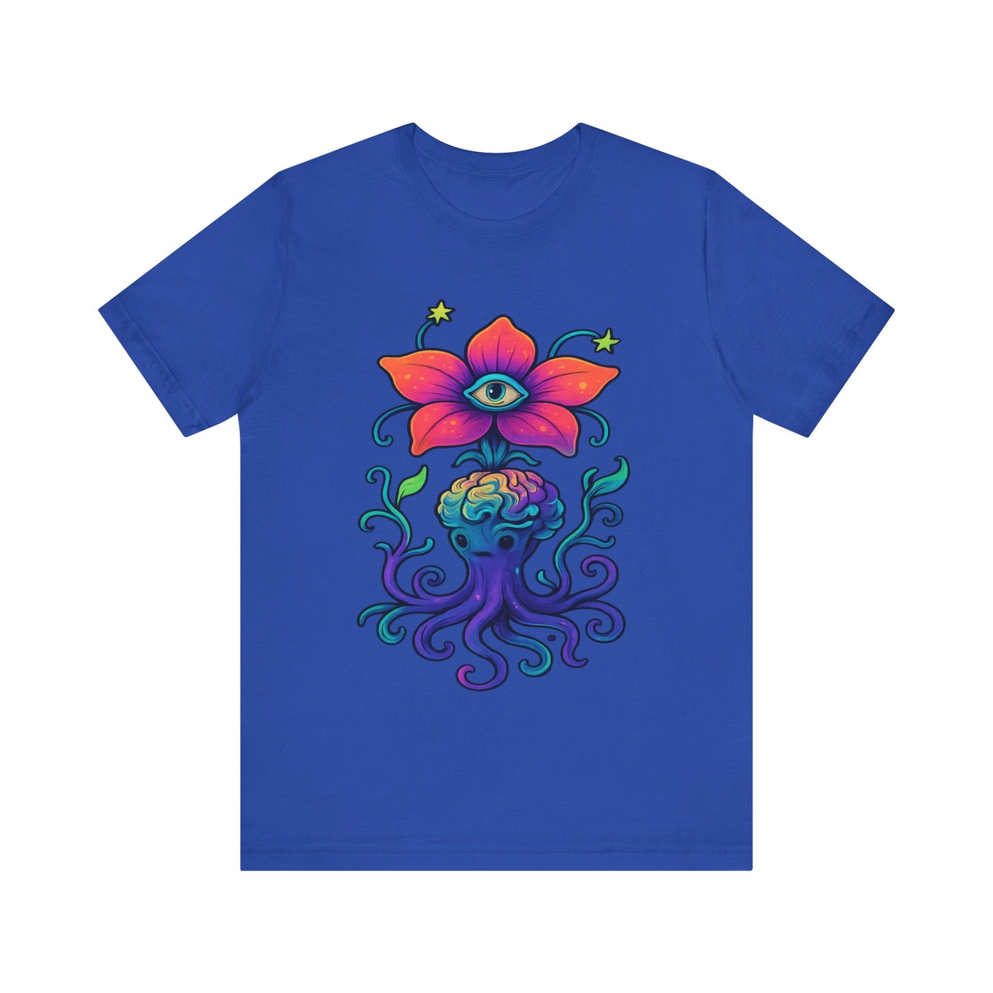 Mystical Eye Flower Unisex Jersey Tee - Colorful Graphic Tee for Nature Lovers