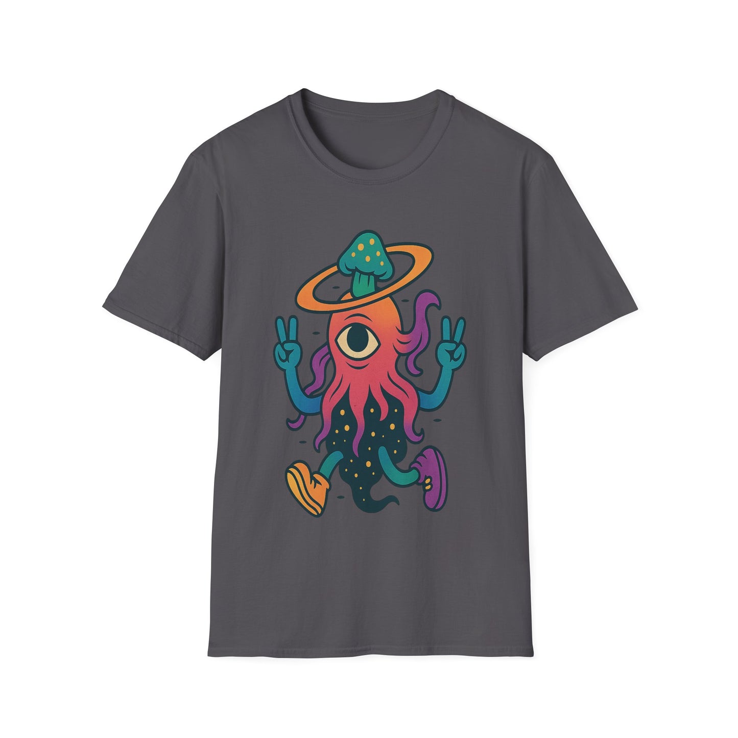 Funny Alien Peace Sign Unisex Softstyle T-Shirt