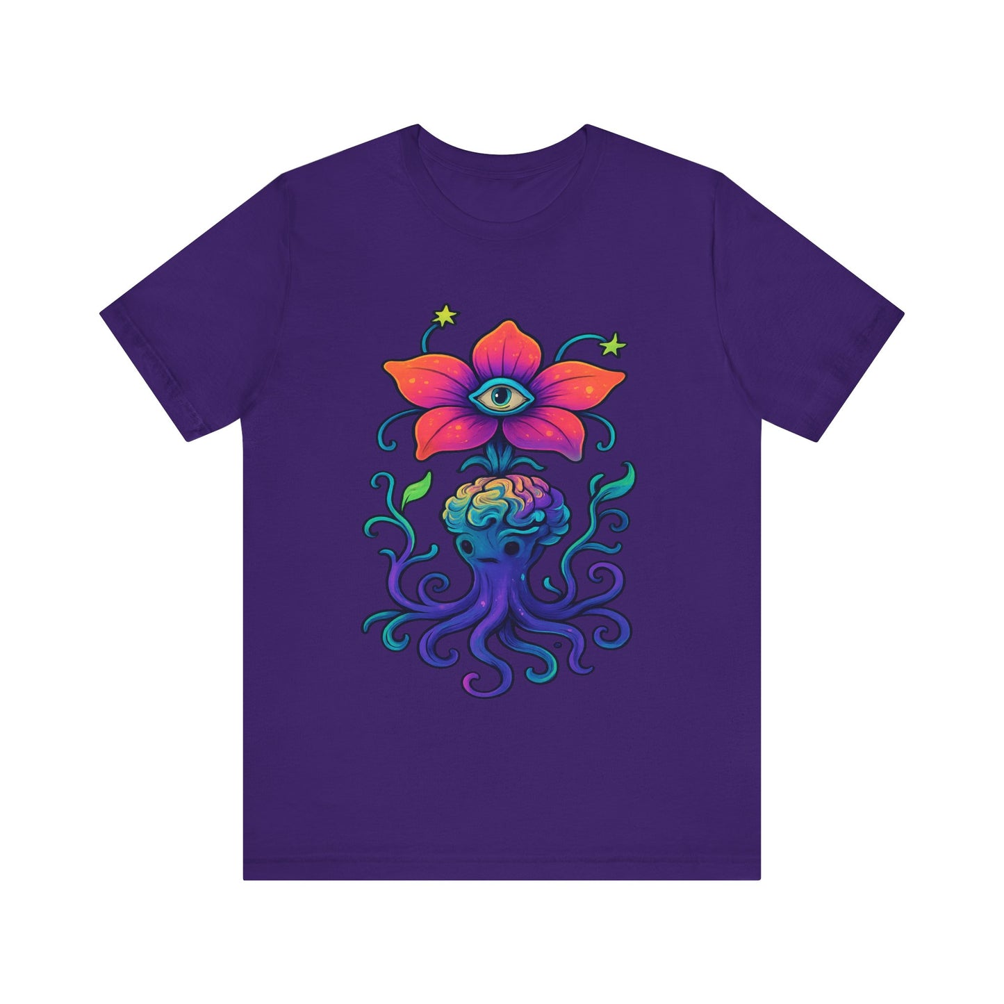 Mystical Eye Flower Unisex Jersey Tee - Colorful Graphic Tee for Nature Lovers