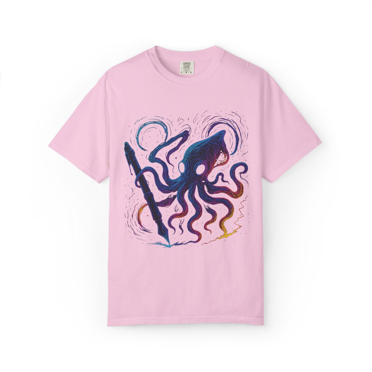 Inkspawn T-Shirt – Neon Cosmic Squid Drawing Graphic Tee | Twistbug
