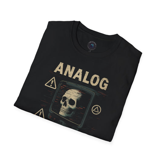 Analog Horror T-Shirt | VHS Skull TV Glitch Graphic