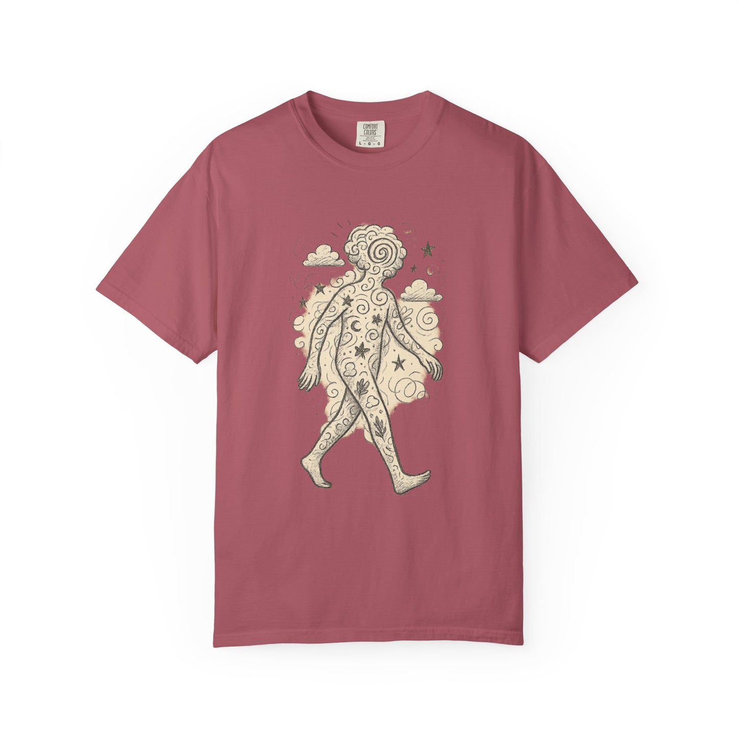 Wanderer of the Elements T-Shirt – Surreal Sketch Cosmic Nature Graphic Tee | Twistbug
