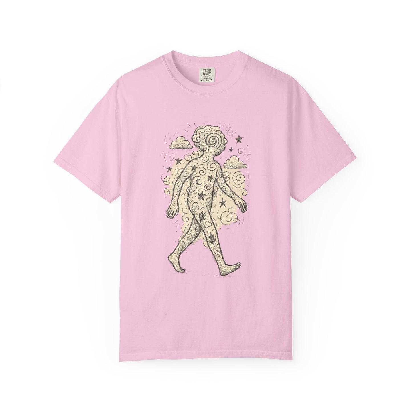 Wanderer of the Elements T-Shirt – Surreal Sketch Cosmic Nature Graphic Tee | Twistbug